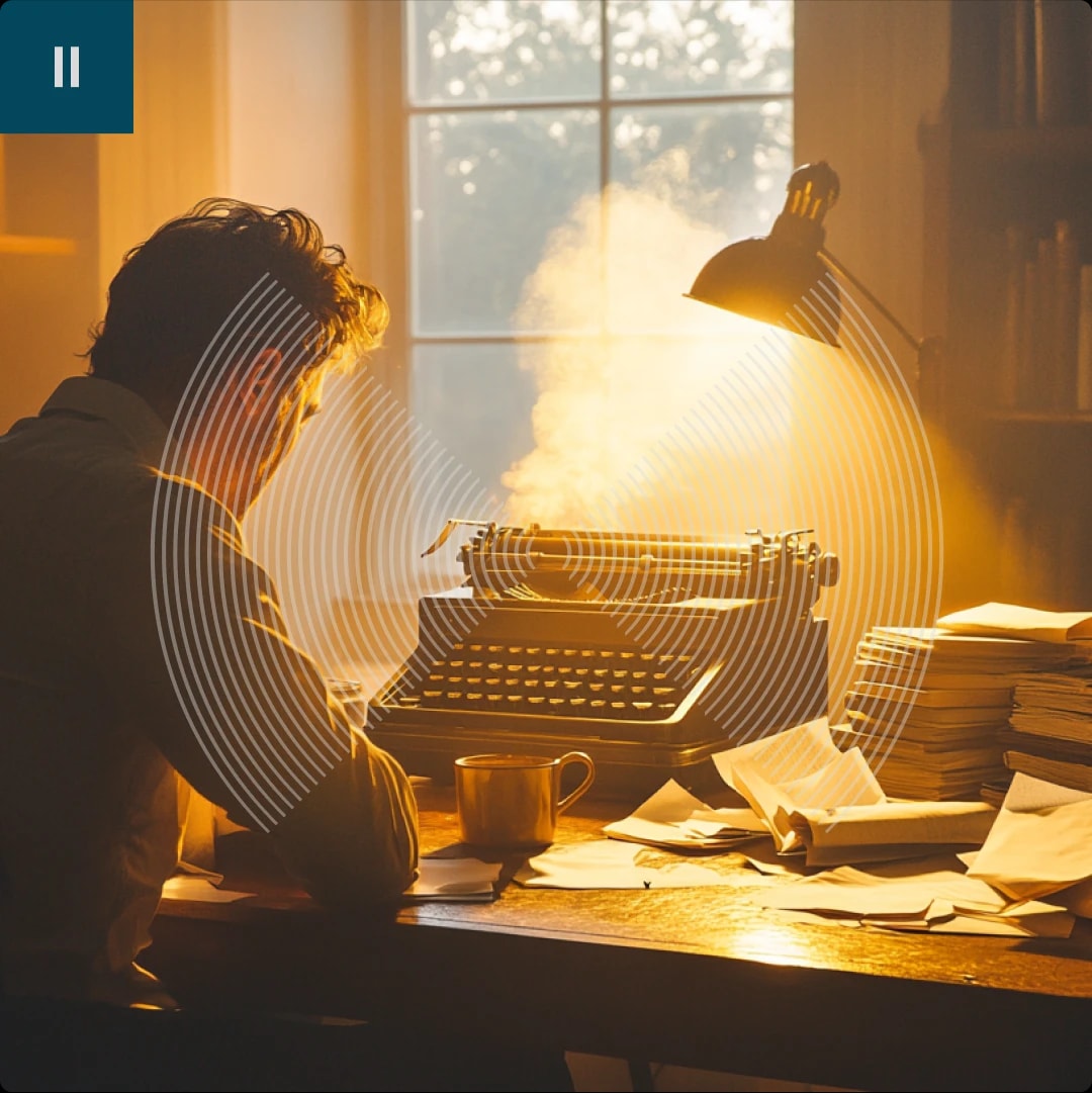 Writer at a typewriter