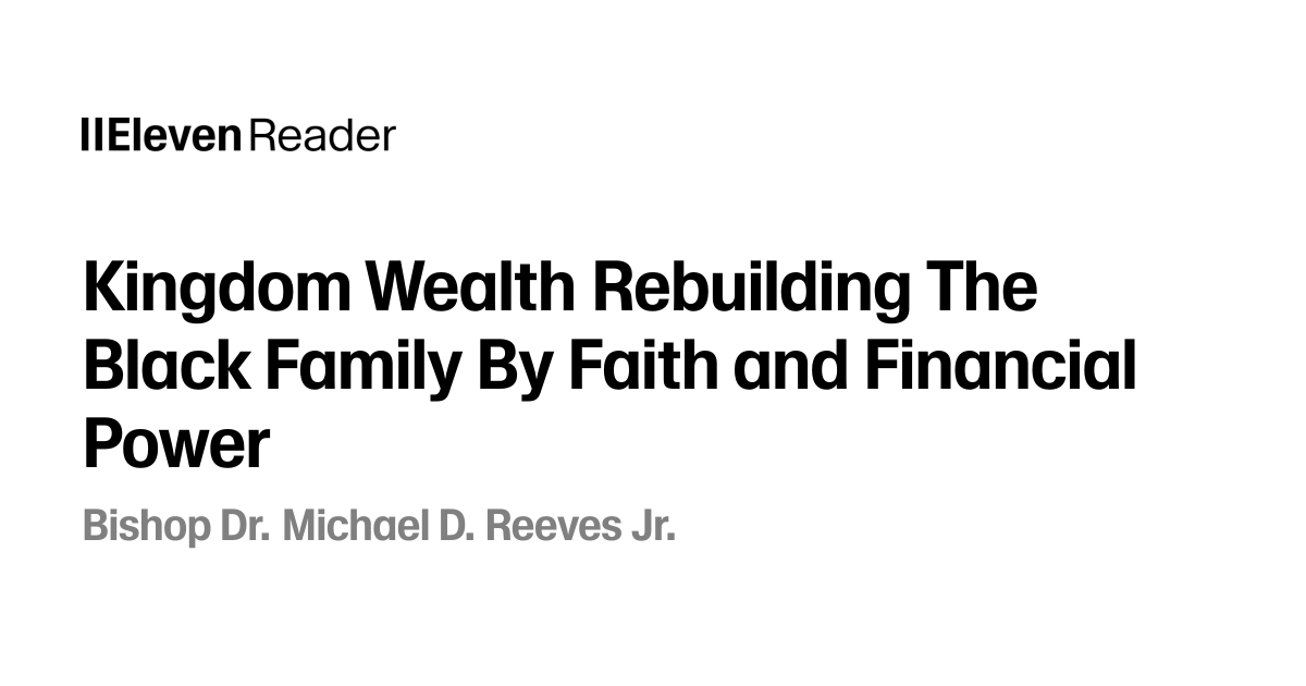 Kingdom Wealth Rebuilding The Black Family By Faith and Financial Power ...